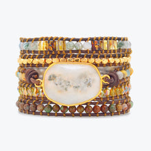 Load image into Gallery viewer, Boho Handmade Bracelet Natural Stone Bracelet Vintage Leather Bracelet 5 Wrap Bracelet For Women and Gifts
