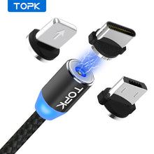 Load image into Gallery viewer, TOPK AM23 LED Magnetic USB Cable,Magnet Charger &amp; USB Type C Cable &amp; Micro USB Cable &amp; Mobile Phone Cable foriPhone 11 X 8 7Plus
