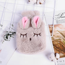 Load image into Gallery viewer, Winter Cartoon Rabbit Hot Water Bottle PVC Stress Pain Relief Therapy Hot Water Bag With Knitted Soft Cozy Cover Hand Warmer 1pc
