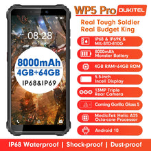 Load image into Gallery viewer, OUKITEL WP5 Pro IP68 Waterproof Smartphone 8000mAh Android 10 Triple Camera Face/Fingerprint ID 5.5 Inches 4GB 64GB Mobile Phone
