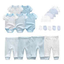 Load image into Gallery viewer, 2021 Unisex Clothing Sets Newborn Baby Boy Clothes Solid Bodysuits+Pants+Hats+Gloves Cotton Baby Girl Clothes Roupa de bebe
