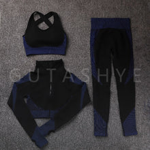 Load image into Gallery viewer, GUTASHYE Sport Suit Woman Seamless Running Tracksuit Sportswear Gym Crop Top Yoga Pant Fitness Clothes Workout Leggings Yoga Set
