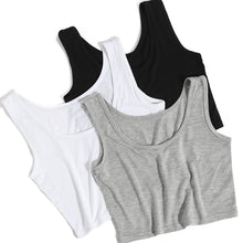Load image into Gallery viewer, 2019 Summer Slim Render Short Top Sexy Women Sleeveless U Croptops Tank Tops Solid Black/White Crop Tops Vest Tube Top
