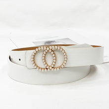 Load image into Gallery viewer, Fashion Leather Waist Belt For Jeans Double Ring Pearl Buckle Ladies Belt For Dresses Black White Women Belt Wild Waistband
