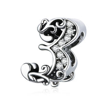 Load image into Gallery viewer, bamoer 10 Number  Metal Beads Vintage Charm for Female Original Silver 925 Bracelet &amp; Bangle 925 Sterling Silver Jewelry SCC1418
