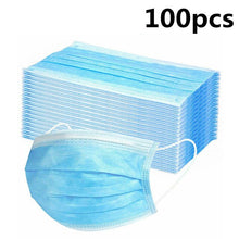 Load image into Gallery viewer, 24h Fast Shipping Hot Sale 3-layer Mask 100 Pcs Face Mouth Masks Non Woven Mascarillas Disposable Anti-Dust Masks Earloops Masks
