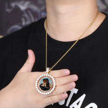 Load image into Gallery viewer, Hot Custom Make Photos Rotating Double-sided Medallions Pendant Necklace AAA Cubic Zircon Tennis Chain For Men's Hip Hop Jewelry
