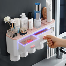 Load image into Gallery viewer, Bathroom Accessories organizer Set Toothbrush Holder Automatic Toothpaste Dispenser Holder Toothbrush Wall Mount Rack Tools Set
