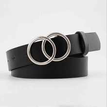 Load image into Gallery viewer, Fashion Leather Waist Belt For Jeans Double Ring Pearl Buckle Ladies Belt For Dresses Black White Women Belt Wild Waistband
