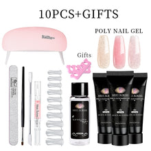 Load image into Gallery viewer, MEET ACROSS Poly UV Gel Set Nail Gel Kit 20/30ml Crystal Builder Clear Colors Gel with Lamp Gel Nail Polish For Nail Extensions
