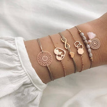 Load image into Gallery viewer, DIEZI Bohemian Handmade Weave Heart Long Tassel Bracelet Sets Women 2018 New Grey Rope Chain Bracelets Jewelry Christmas Gift
