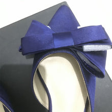 Load image into Gallery viewer, 2018 spring and summer women's shoes Korean silk satin Pointed bow tie slippers Baotou flat heel sets semi slippers
