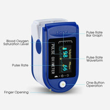 Load image into Gallery viewer, Finger Oximeter Digital Fingertip Pulse Oximeter Blood Oxygen Saturation Meter Finger SPO2 PR  Heart Rate Monitor Health Care
