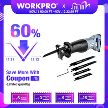 Load image into Gallery viewer, WORKPRO Electric Saw Reciprocating Saw for Wood Metal Cutting DIY Power Saws with Saw Blades
