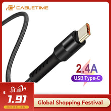 Load image into Gallery viewer, CABLETIME USB Type C Cable USB C Mobile Phone Cable Fast Charge Phone Cable for Samsung S20 Huawei P40 Oneplus 8 C245
