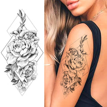 Load image into Gallery viewer, Purple Rose Jewelry Water Transfer Tattoo Stickers Women Body Chest Art Temporary Tattoo Girl Waist Bracelet Flash Tatoos Flower
