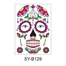 Load image into Gallery viewer, Facial makeup Sticker Special Waterproof Face tattoo Day of The Dead Skull Face dress up Halloween Temporary Tattoo Stickers
