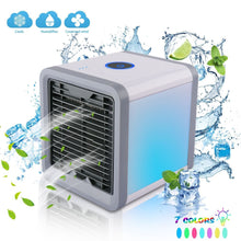 Load image into Gallery viewer, Mini USB Portable Air Cooler Fan Air Conditioner 7 Colors Light Desktop Air Cooling Fan Humidifier Purifier For Office Bedroom
