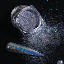 Load image into Gallery viewer, 1Box Glitter for Nails Holographic Dip Powder Mirror Polishing Chrome Pigments Nail Art Decorations Laser Dazzling Dust LA1028-1
