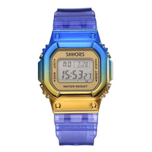 Load image into Gallery viewer, Rose Gold Women Digital Watch Multifunction Waterproof Women Watches Gradient Unisex Male Watch Rectangle Children Sport Watches
