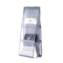 Load image into Gallery viewer, 6 Pocket Hanging Handbag Organizer for Wardrobe Closet Transparent Storage Bag Door Wall Clear Sundry Shoe Bag with Hanger Pouch
