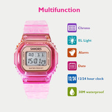 Load image into Gallery viewer, Rose Gold Women Digital Watch Multifunction Waterproof Women Watches Gradient Unisex Male Watch Rectangle Children Sport Watches
