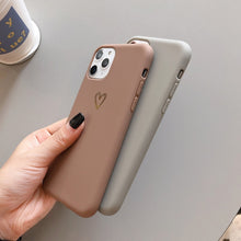 Load image into Gallery viewer, Lovebay Gold Love Heart Case For iPhone 11 Pro 6 6S 7 8 Plus X XR XS Max Simple Solid Color Phone Cases Soft TPU Back Cover Capa
