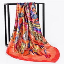 Load image into Gallery viewer, Silk Scarf Women Print hair neck Square Scarves Office Ladies Shawl Bandanna 90*90cm Muslim Hijab Handkerchief muffler foulard
