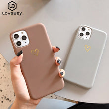 Load image into Gallery viewer, Lovebay Gold Love Heart Case For iPhone 11 Pro 6 6S 7 8 Plus X XR XS Max Simple Solid Color Phone Cases Soft TPU Back Cover Capa
