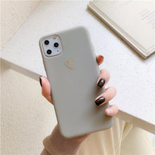 Load image into Gallery viewer, Lovebay Gold Love Heart Case For iPhone 11 Pro 6 6S 7 8 Plus X XR XS Max Simple Solid Color Phone Cases Soft TPU Back Cover Capa
