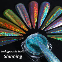 Load image into Gallery viewer, Holographic Powder on Nails Laser Silver Glitter Chrome Nail Powder DIP Shimmer Gel Polish Flakes for Manicure Pigment CH1028-4

