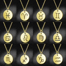 Load image into Gallery viewer, eManco Women 12 Horoscope Zodiac Sign Gold Pendant Necklace Aries Leo 12 Constellations Jewelry Kids Christmas Gifts
