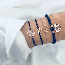 Load image into Gallery viewer, DIEZI Bohemian Handmade Weave Heart Long Tassel Bracelet Sets Women 2018 New Grey Rope Chain Bracelets Jewelry Christmas Gift
