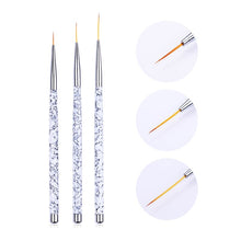 Load image into Gallery viewer, 3Pcs/Set UV Gel Drawing Painting Nail Liner Brush Acrylic Nail Pen French Nail Mixed Colors Gourd Handle Nail Art DIY Tools
