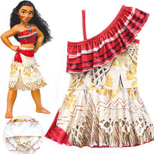 Load image into Gallery viewer, 2020 Girls Moana Cosplay Costume for Kids Vaiana Princess Dress Clothes with Necklace for Halloween Costumes Gifts for Girl
