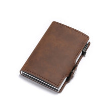 Load image into Gallery viewer, BISI GORO Single Box Card Holder PU Leather Card Wallet New Men RFID Blocking Aluminum Smart Multifunction Slim Wallet Card Case
