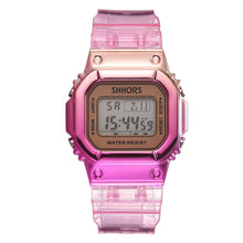 Load image into Gallery viewer, Rose Gold Women Digital Watch Multifunction Waterproof Women Watches Gradient Unisex Male Watch Rectangle Children Sport Watches
