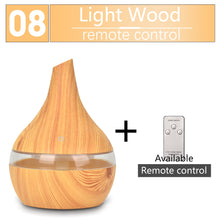 Load image into Gallery viewer, 300ML USB humidifier Electric oil Aromatherapy wood grain Ultrasonic air diffuser with 7 colors lights  for home office Car
