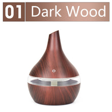 Load image into Gallery viewer, 300ML USB humidifier Electric oil Aromatherapy wood grain Ultrasonic air diffuser with 7 colors lights  for home office Car

