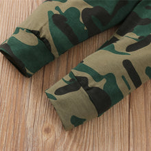 Load image into Gallery viewer, Autumn Baby Boy Long sleeve Letter Print Hooded T-shirt and Camouflage Long Pants 0-3Y
