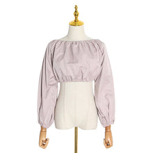 Load image into Gallery viewer, TWOTWINSTYLE Sexy Backless Short Shirt Women Slash Neck Lantern Long Sleeve Tunic Ruched Blouse Female Fashion Clothing 2020 New
