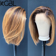 Load image into Gallery viewer, KGBL Short Bob Ombre 4/27 Color 13*4 Lace Front Middle Ratio 8”-16" Human Hair Wigs  Brazilian Non-Remy Hair   Pre-Plucked Wigs
