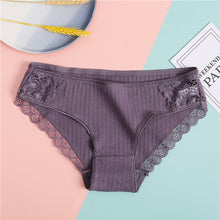 Load image into Gallery viewer, FINETOO Cotton Women's Panties Sexy Lace Underwear Solid Color Briefs For Women M-XL Sexy Underpants Comfortable Female Lingerie
