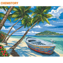 Load image into Gallery viewer, CHENISTORY Frame Boat Beach DIY Painting By Numbers Modern Wall Art Picture By Numbers Acrylic Canvas By Numbers For Home Decors
