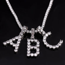 Load image into Gallery viewer, Letters Pendants Necklaces Women Letter Initial Necklace Tennis Chain Zircon Hip Hop Bling jewelry Iced Out Alphabet Pendant
