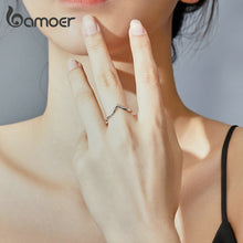 Load image into Gallery viewer, bamoer Authentic 925 Sterling Silver Heart Finger Rings for Women Minimalist Simple Ring for Wedding Engagement Jewelry SCR622
