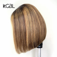 Load image into Gallery viewer, KGBL Short Bob Ombre 4/27 Color 13*4 Lace Front Middle Ratio 8”-16" Human Hair Wigs  Brazilian Non-Remy Hair   Pre-Plucked Wigs
