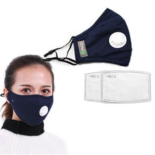 Load image into Gallery viewer, Tcare Fashion Cotton Face Mask Respirator Washable Reusable Mouth Masks + 2Pcs Activated Carbon Filter PM2.5 for Men Women
