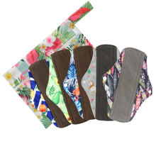 Load image into Gallery viewer, DropShipping Reusable Bamboo Charcoal Hygiene Menstrual Pads 5PCS with  Waterproof Bag Washable Women Sanitary Pads for Women
