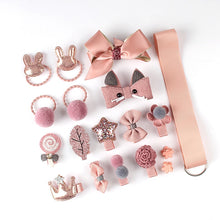 Load image into Gallery viewer, 18 Pcs hair clip set Cute Hair Accessories Girl cartoon hair clip headwear Bow Flower animal Hairpin hair ring Elastic Headdress
